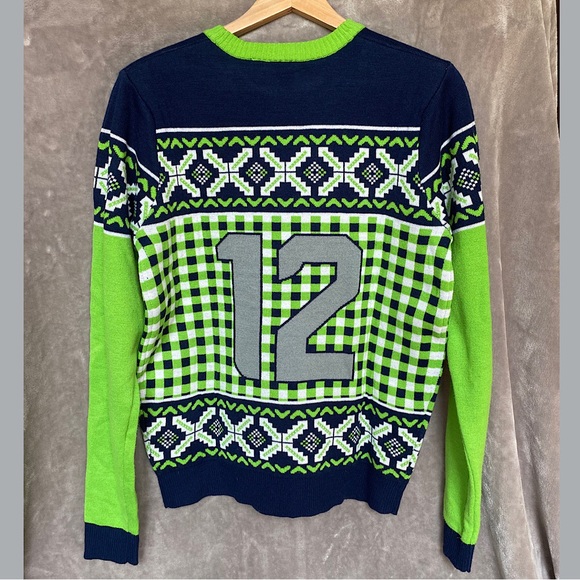 🎉NFL Ugly Holiday Seattle Seahawks Sweater, Men’s Size M, Blue/Green/Whi… - Picture 4 of 8